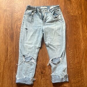 Eunina Blue Boyfriend Jeans Distressed Cuffed